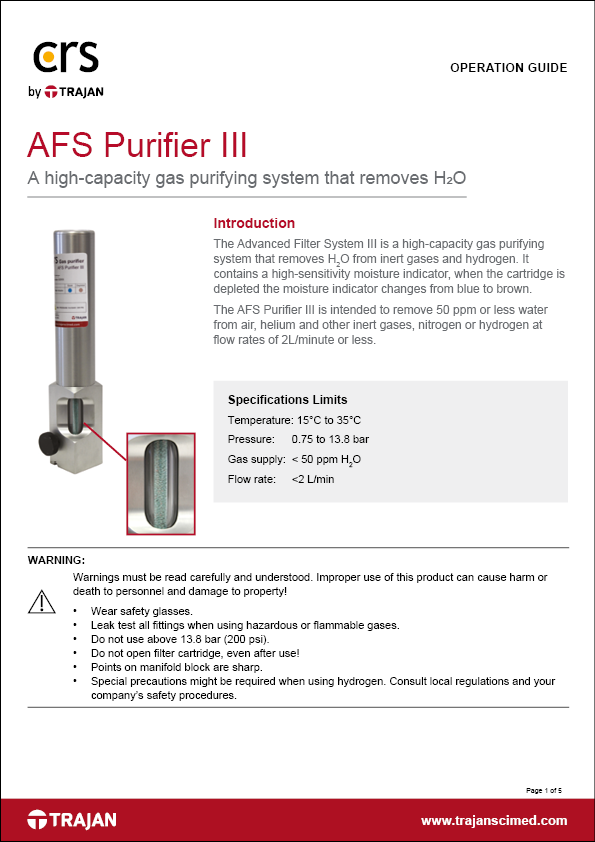 Manual - AFS Purifier III Operation Guide
