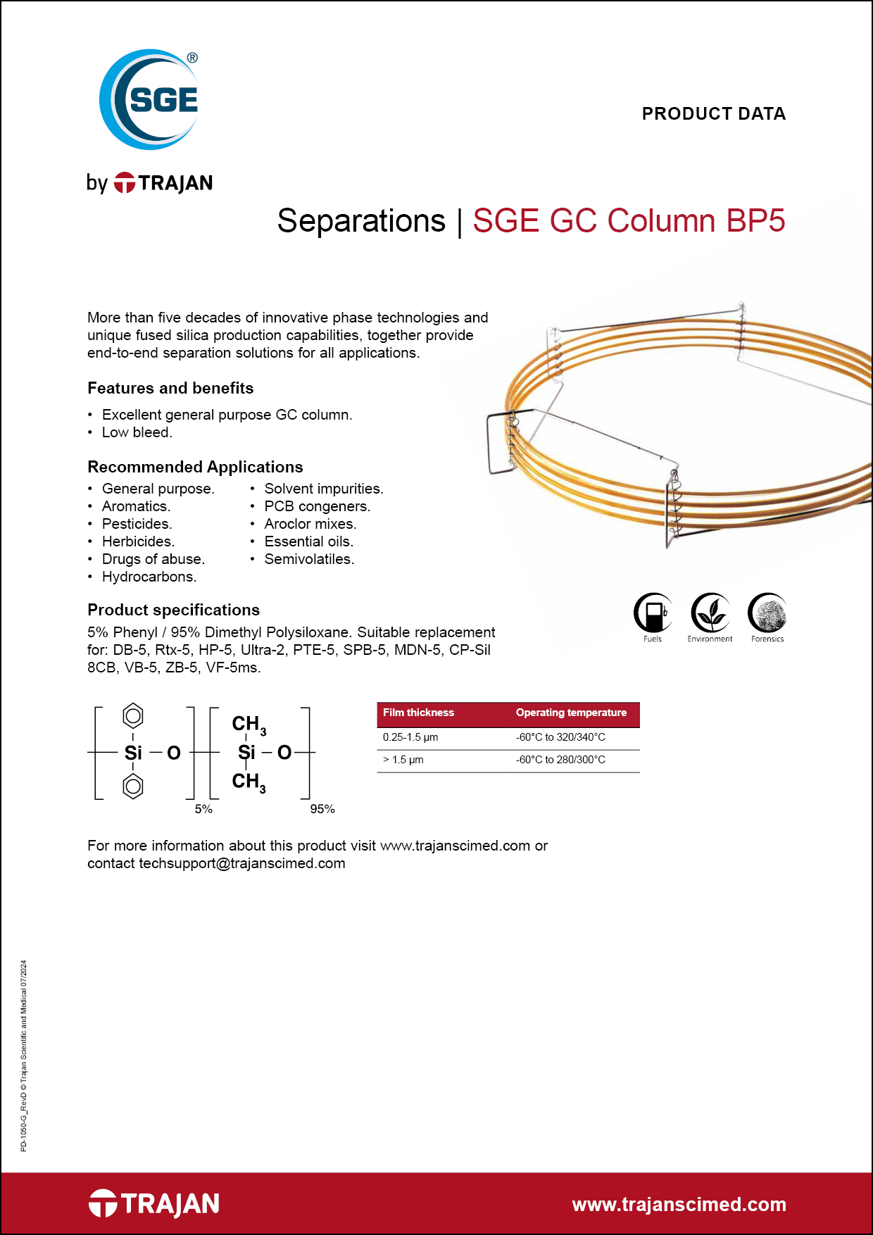 Product Data Sheet - BP5 GC columns