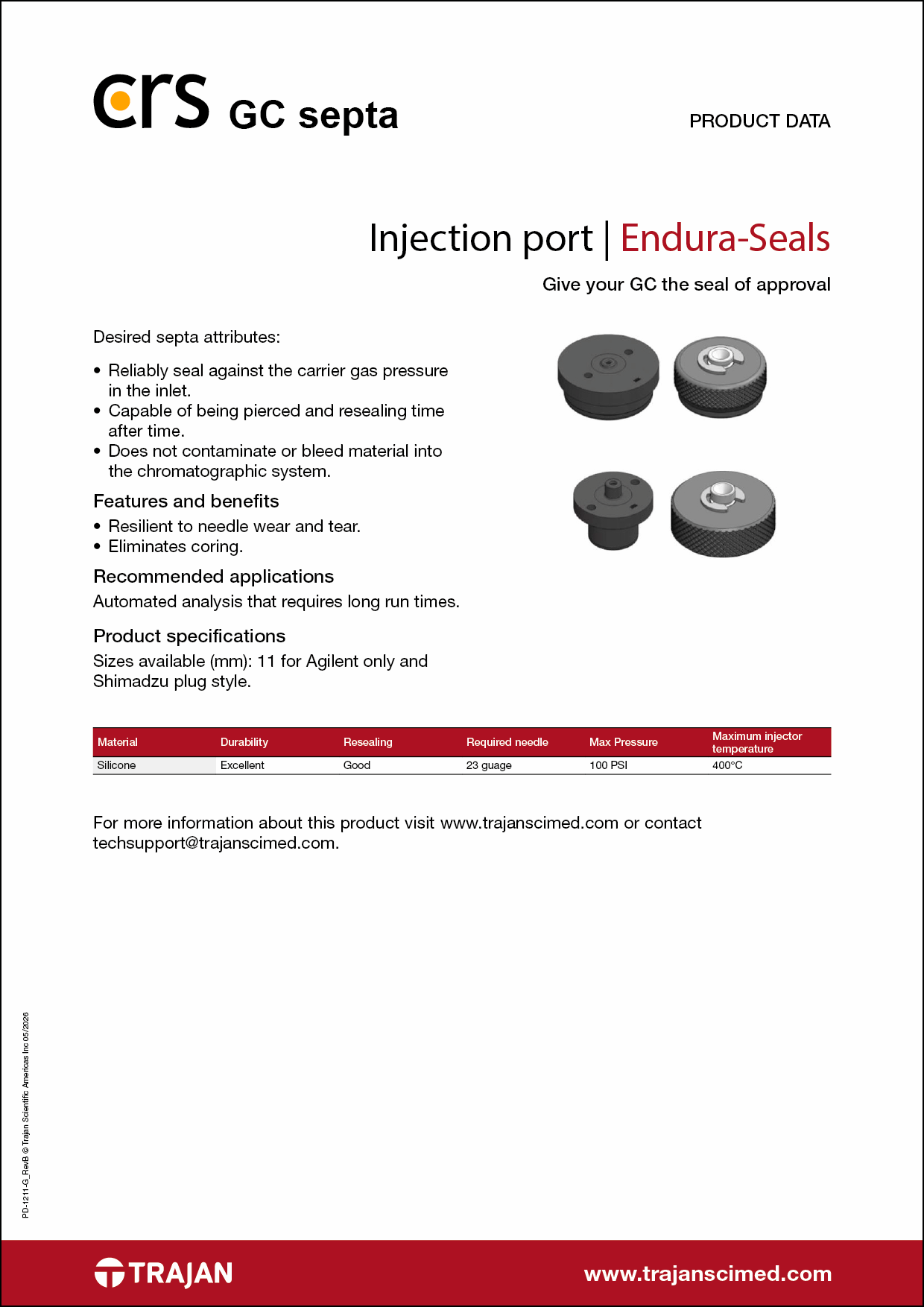 Product Data Sheet - CRS Endura-Seal GC septa