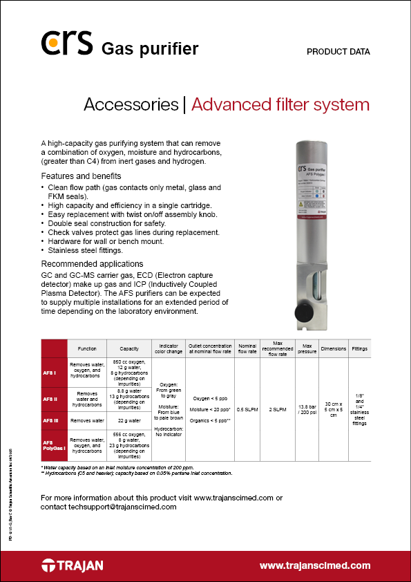 Product Data Sheet - CRS Advanced Filter System gas purifier