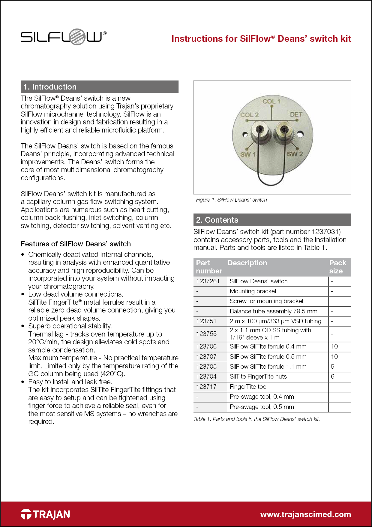 Manual - Instructions for SilFlow Deans' switch kit