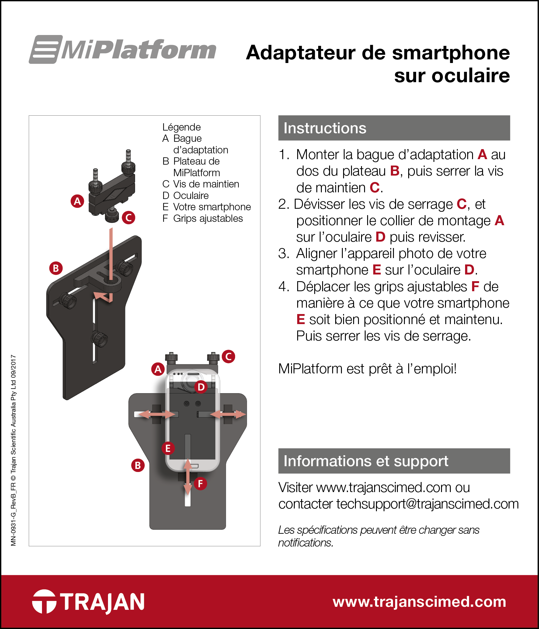 Manual - MiPlatform smartphone adapter for microscopes (French)
