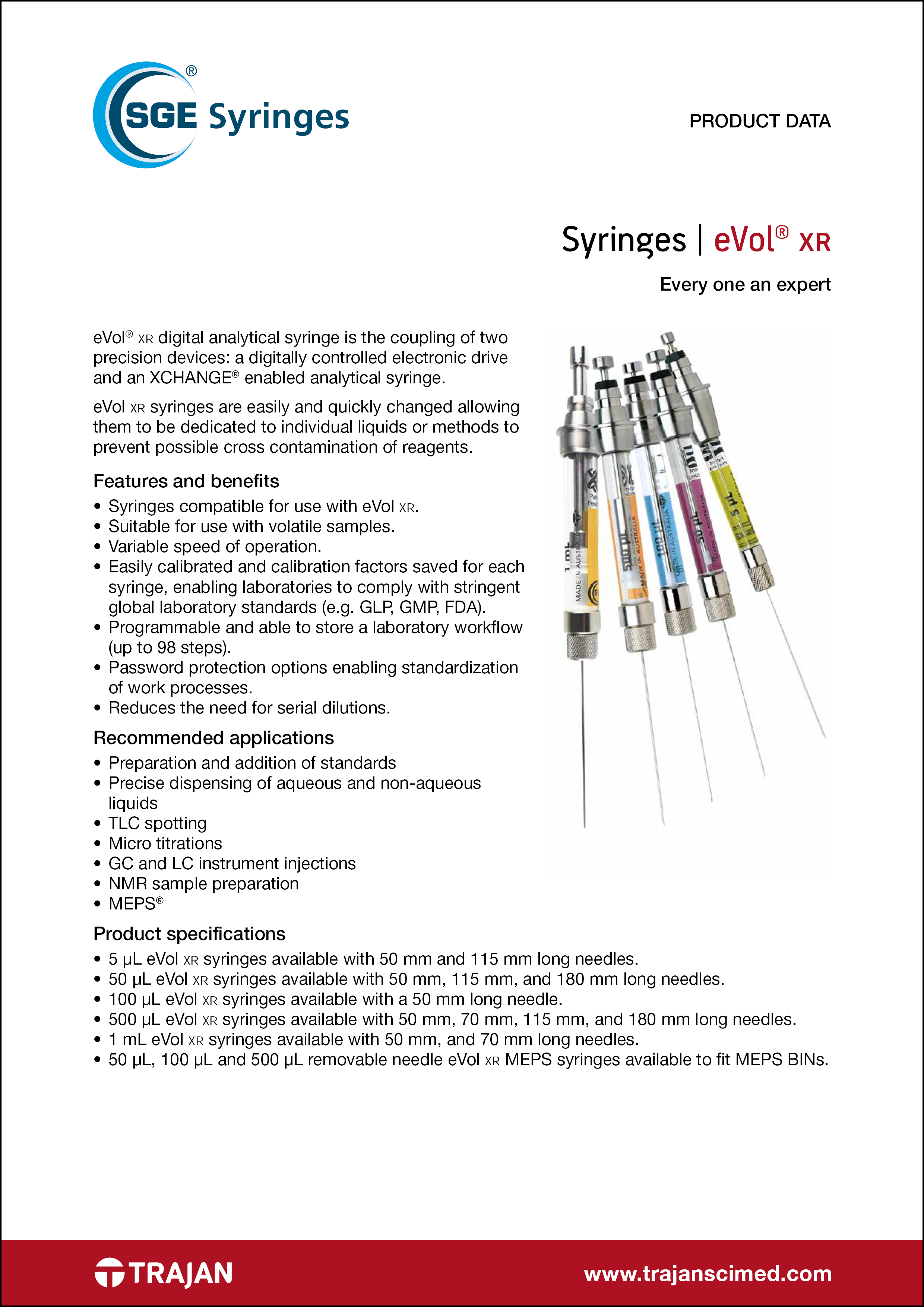 Product Data Sheet - eVol® <span style="font-variant: small-caps;">xr</span> syringes