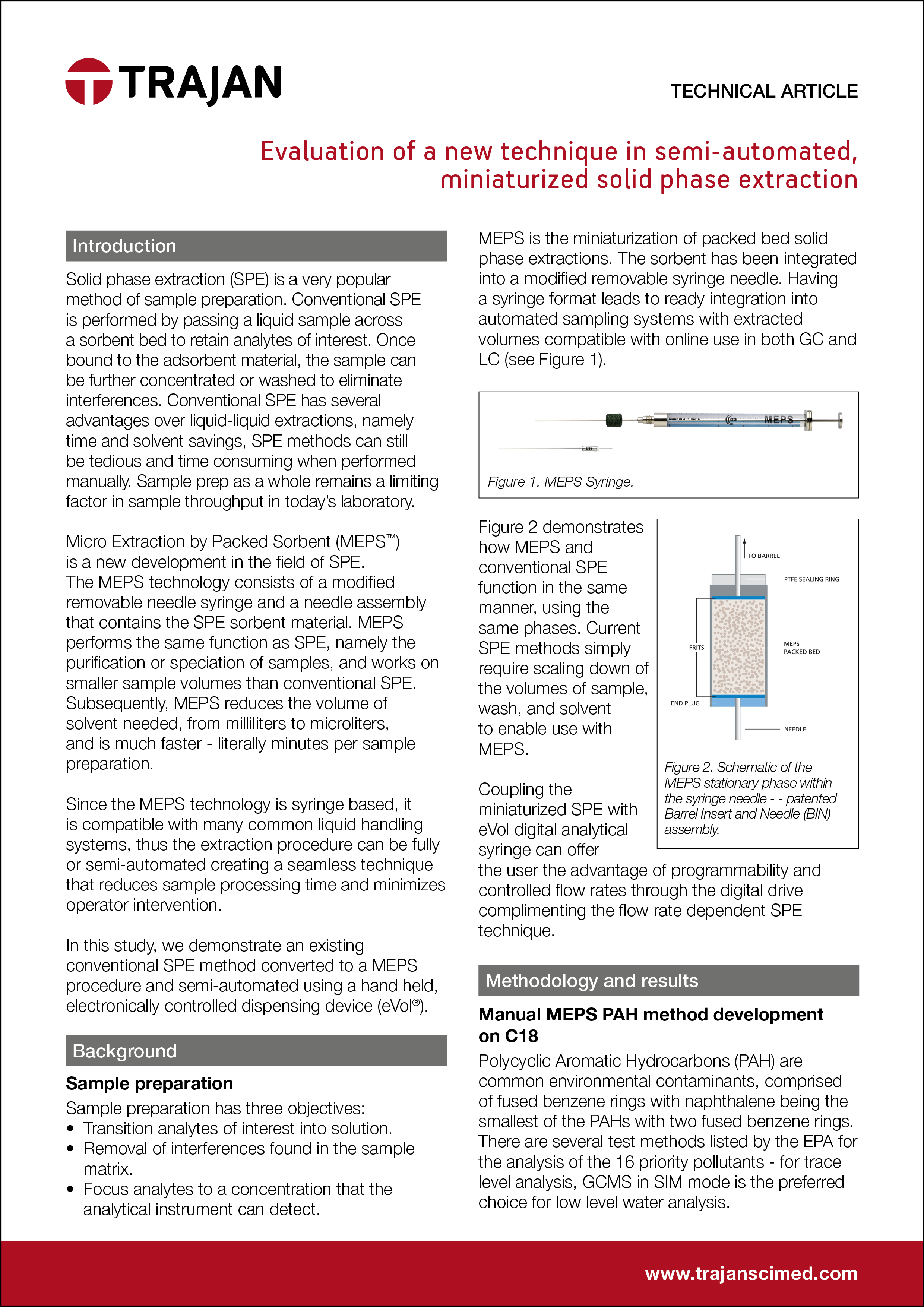 Technical Article - Evaluation of a new technique in semi-automated, miniaturized solid phase extraction cover