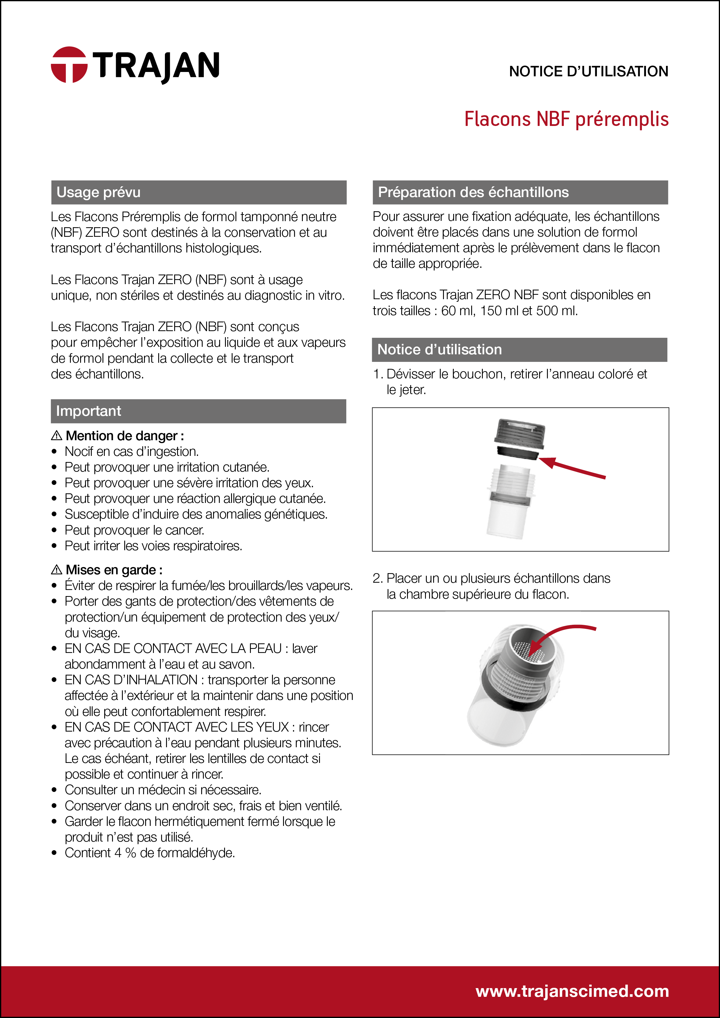 Instructions for use - Prefilled NBF containers (French)