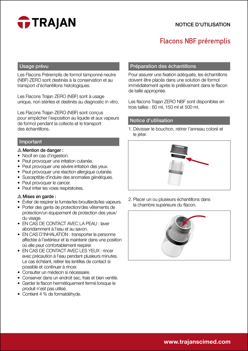 Prefilled NBF containers