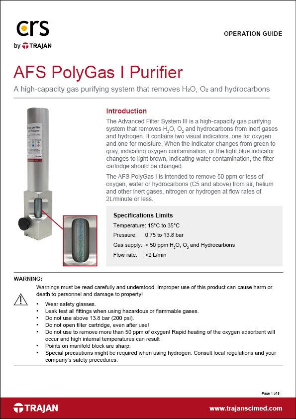 Manual - AFS Polygas Purifier I Operation Guide