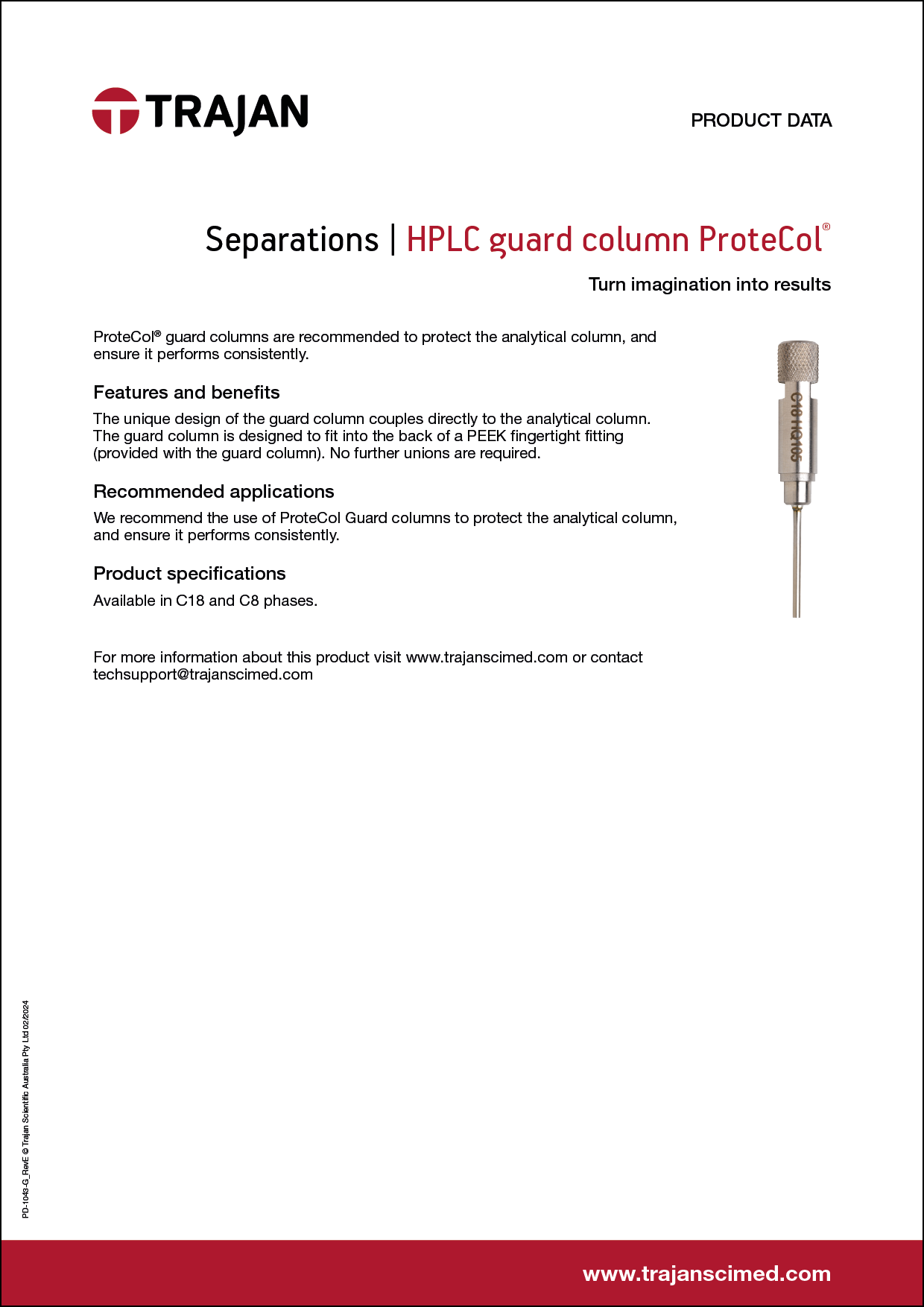 Product Data Sheet - ProteCol® HPLC guard columns