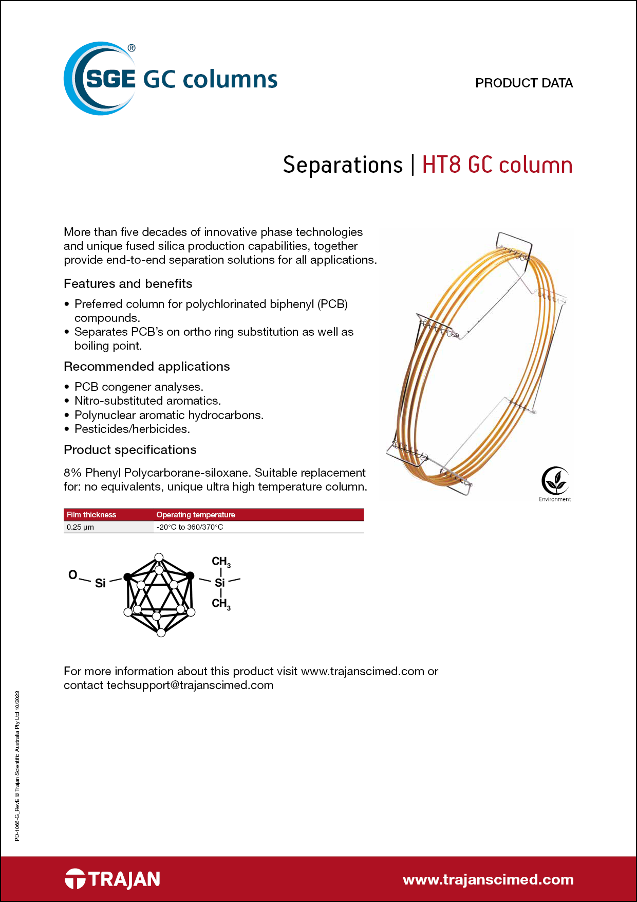 Product Data Sheet - HT8 GC columns