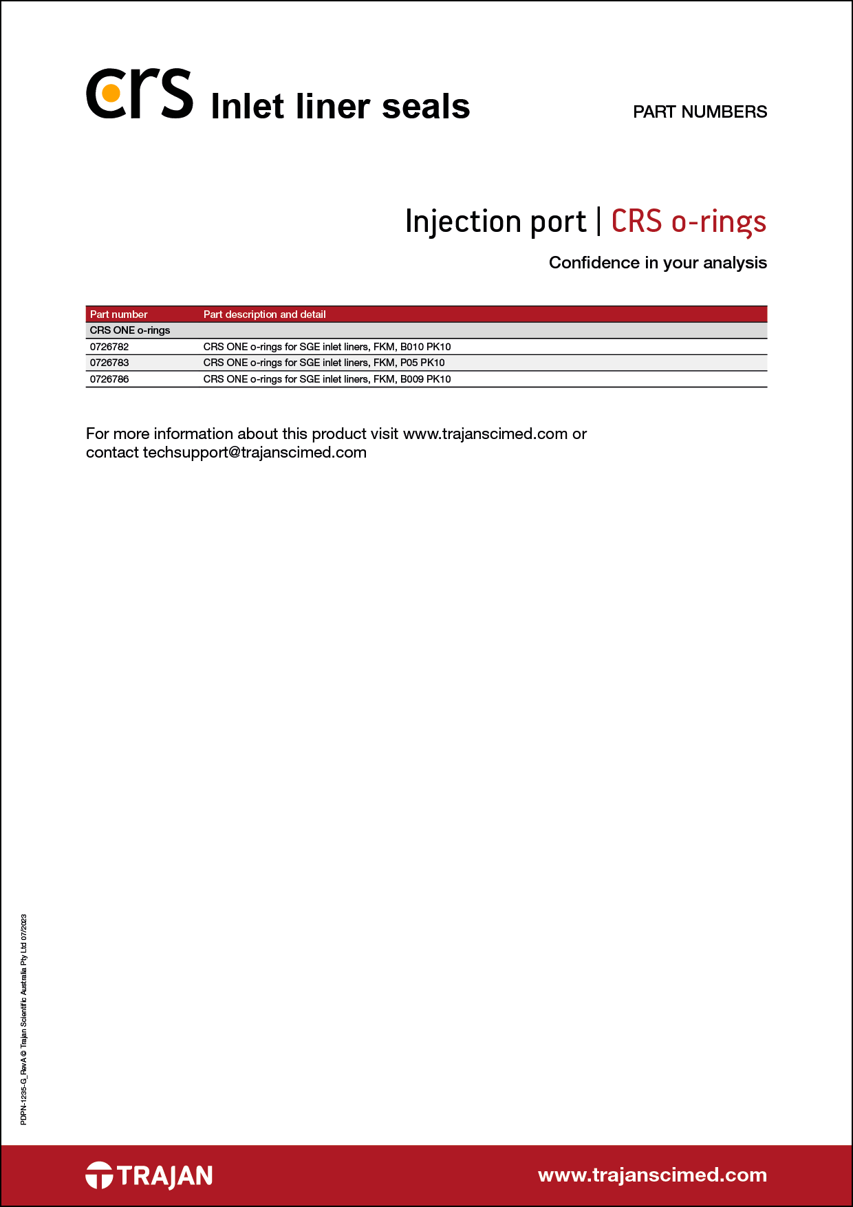Part Number List - CRS o-rings