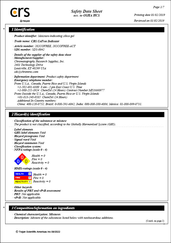 Safety Data Sheet - CRS CoFree