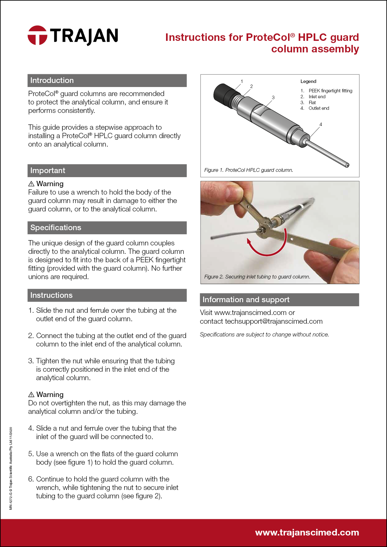 Manual - Instructions for ProteCol HPLC guard column assembly