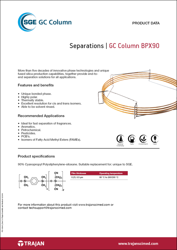 BPX90 GC columns Trajan Scientific and Medical