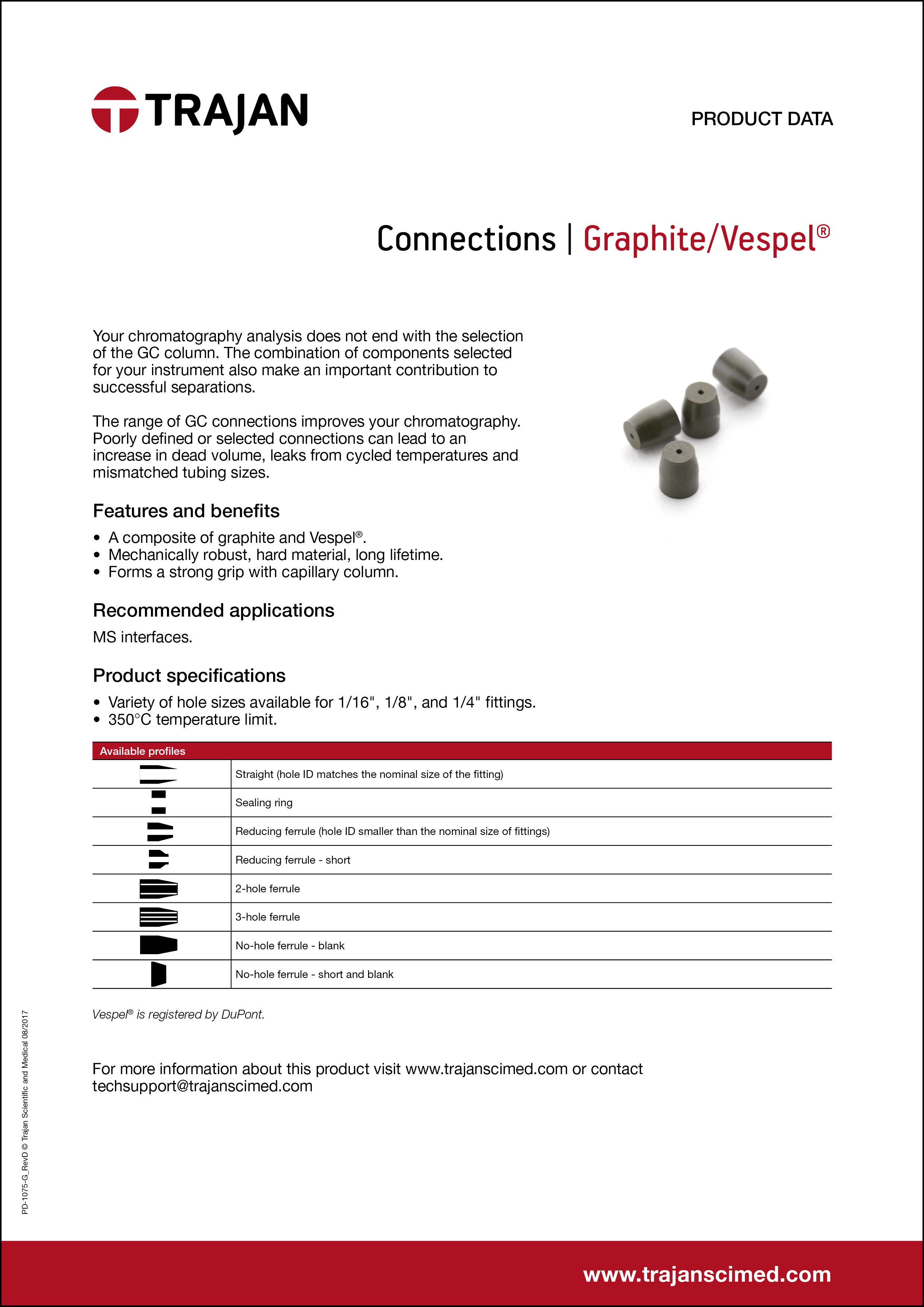 Product Data Sheet - Graphite/Vespel® GC ferrules