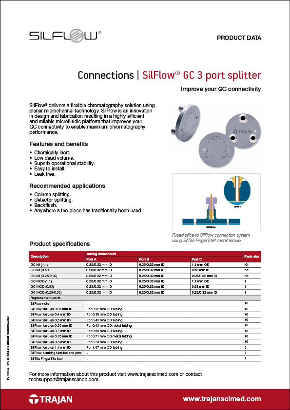 Product Data Sheet - SilFlow® GC 3 port splitter