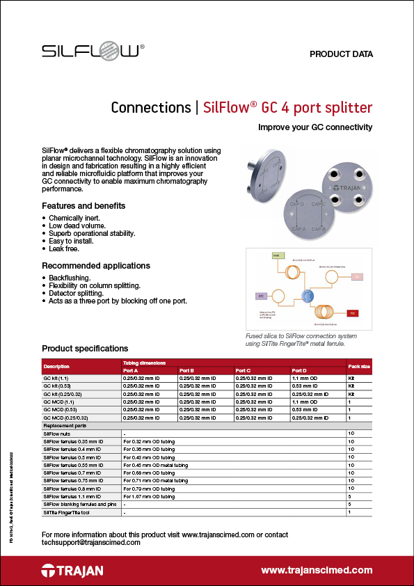 Product Data Sheet - SilFlow® GC 4 port splitter