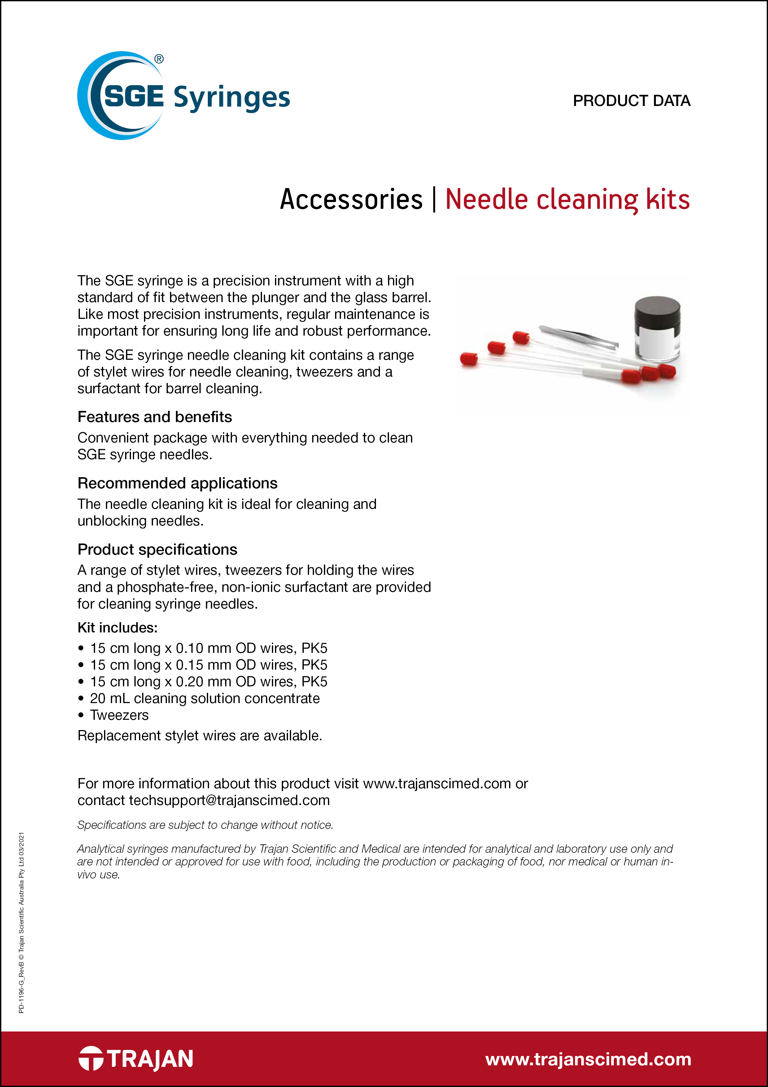 Product Data Sheet - Needle cleaning kits