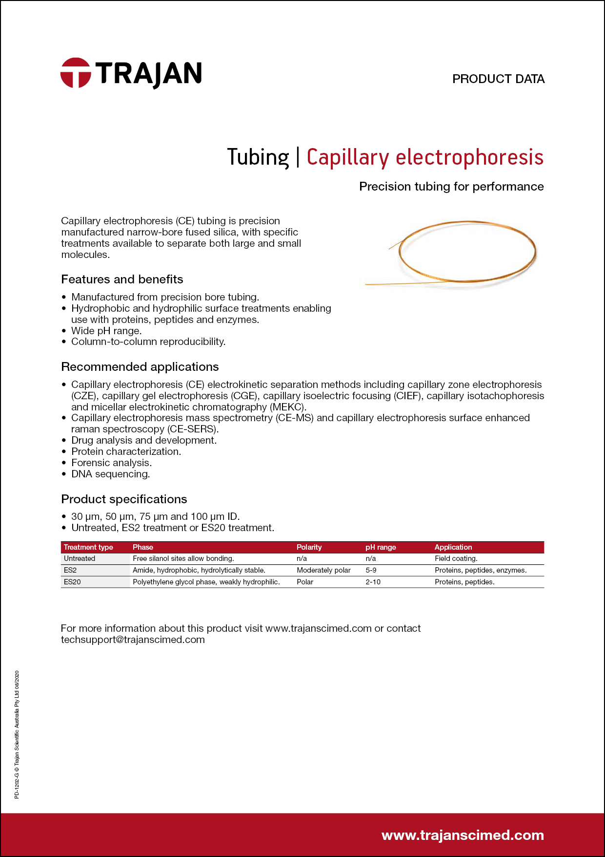 Product Data Sheet - Capillary electrophoresis tubing