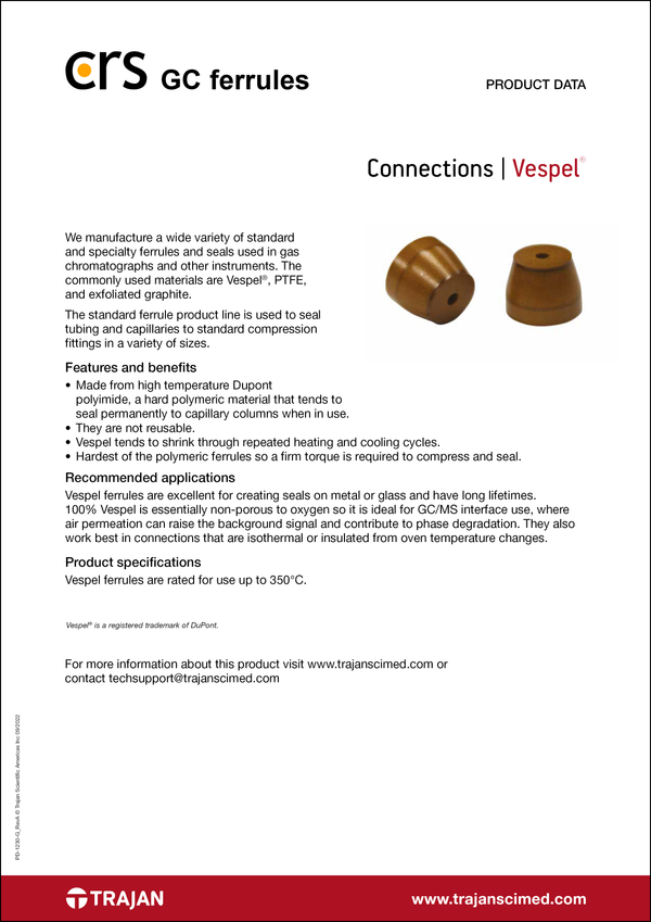 CRS Vespel® GC ferrule - Trajan Scientific and Medical