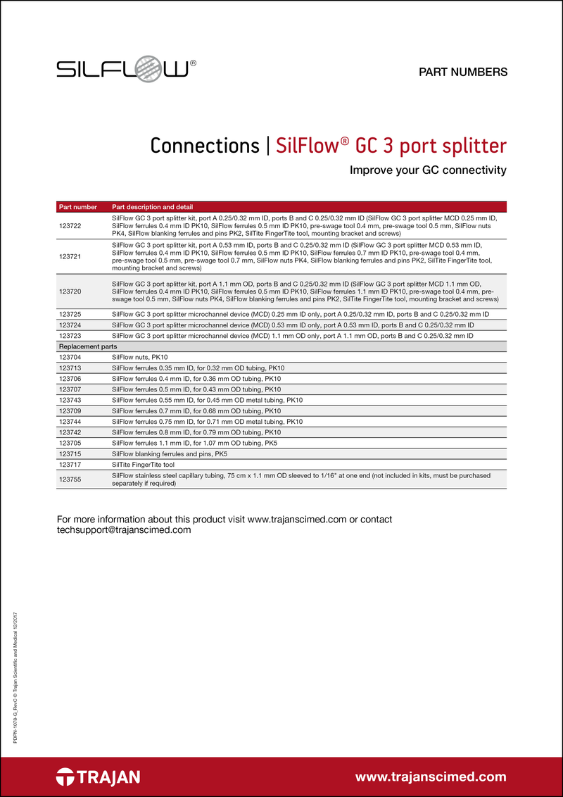SilFlow® GC 3 port splitter