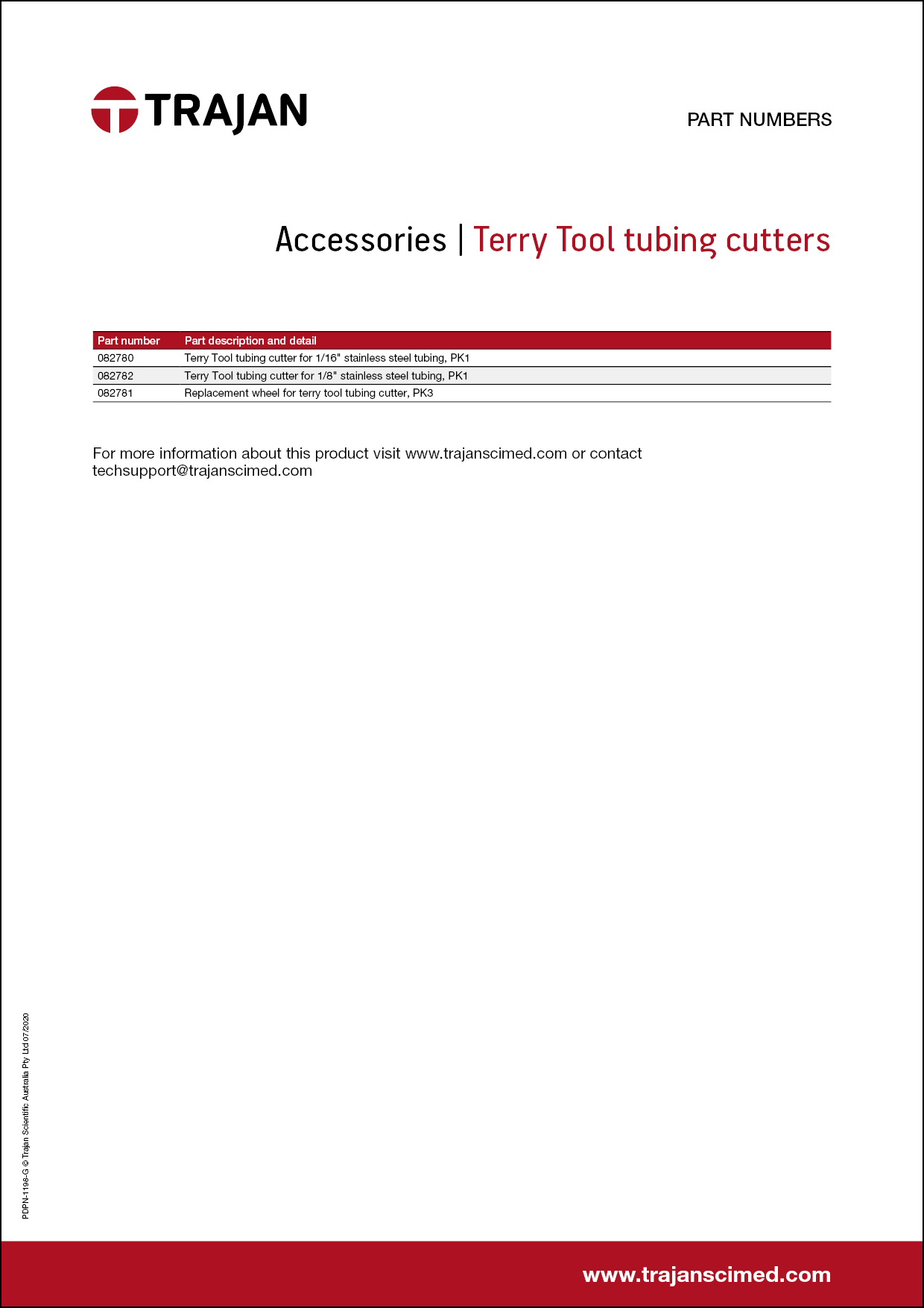 Part Number List - Terry Tool tubing cutters