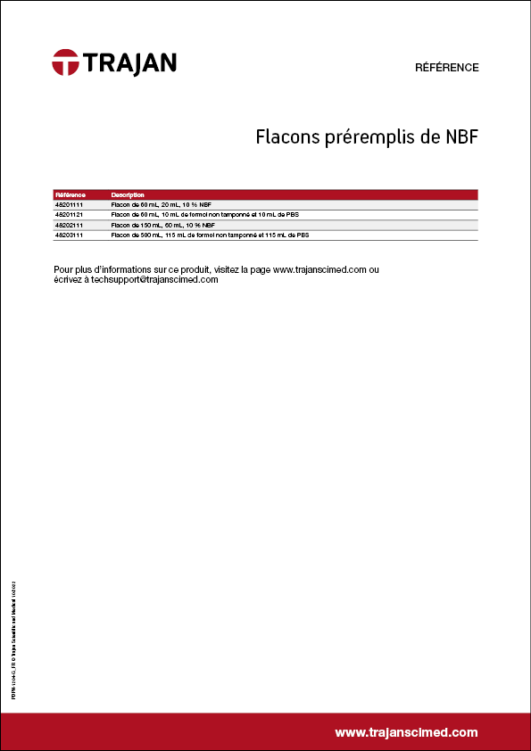 Part Number List - Prefilled NBF containers (French)