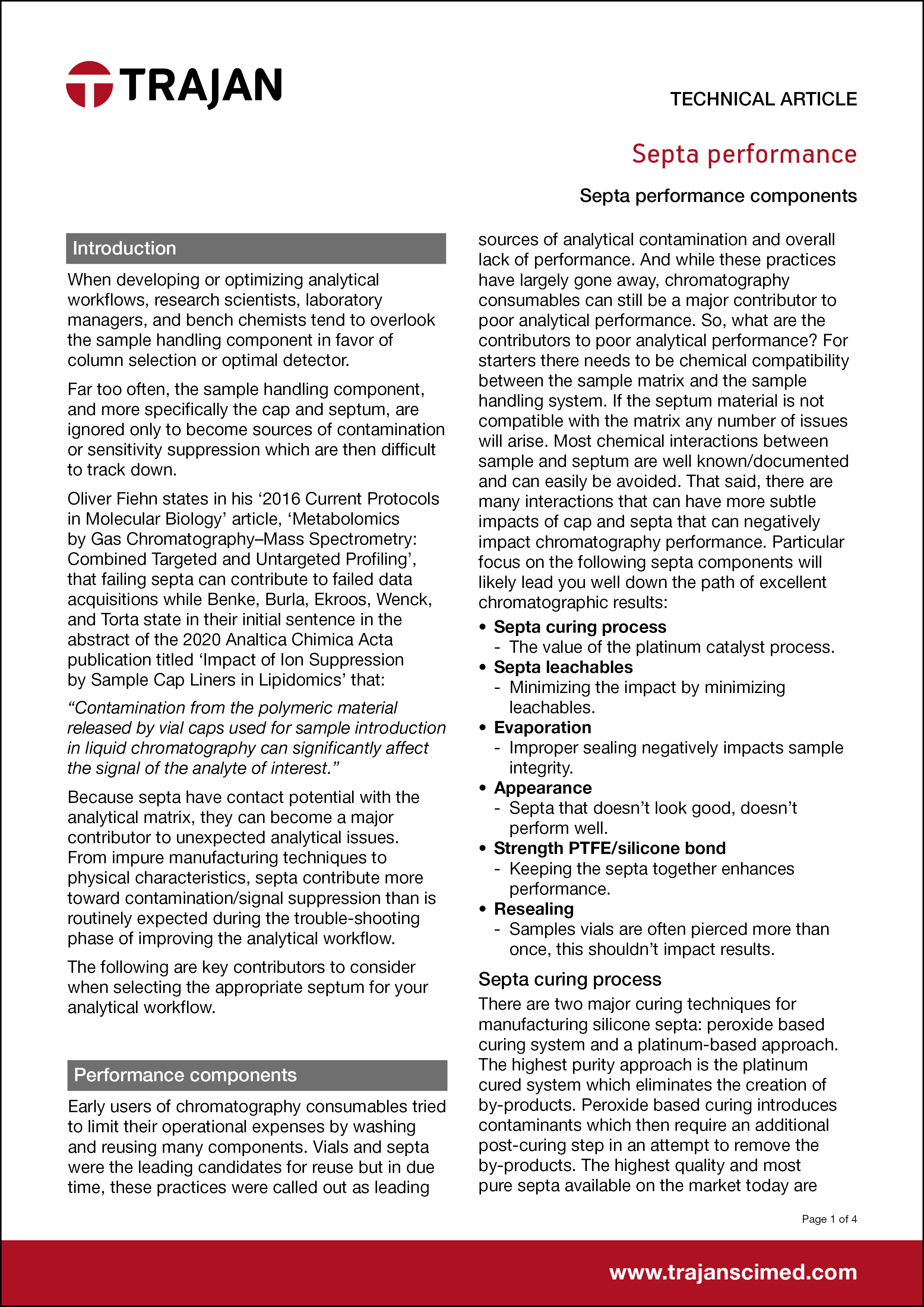 Technical Article - Septa performance